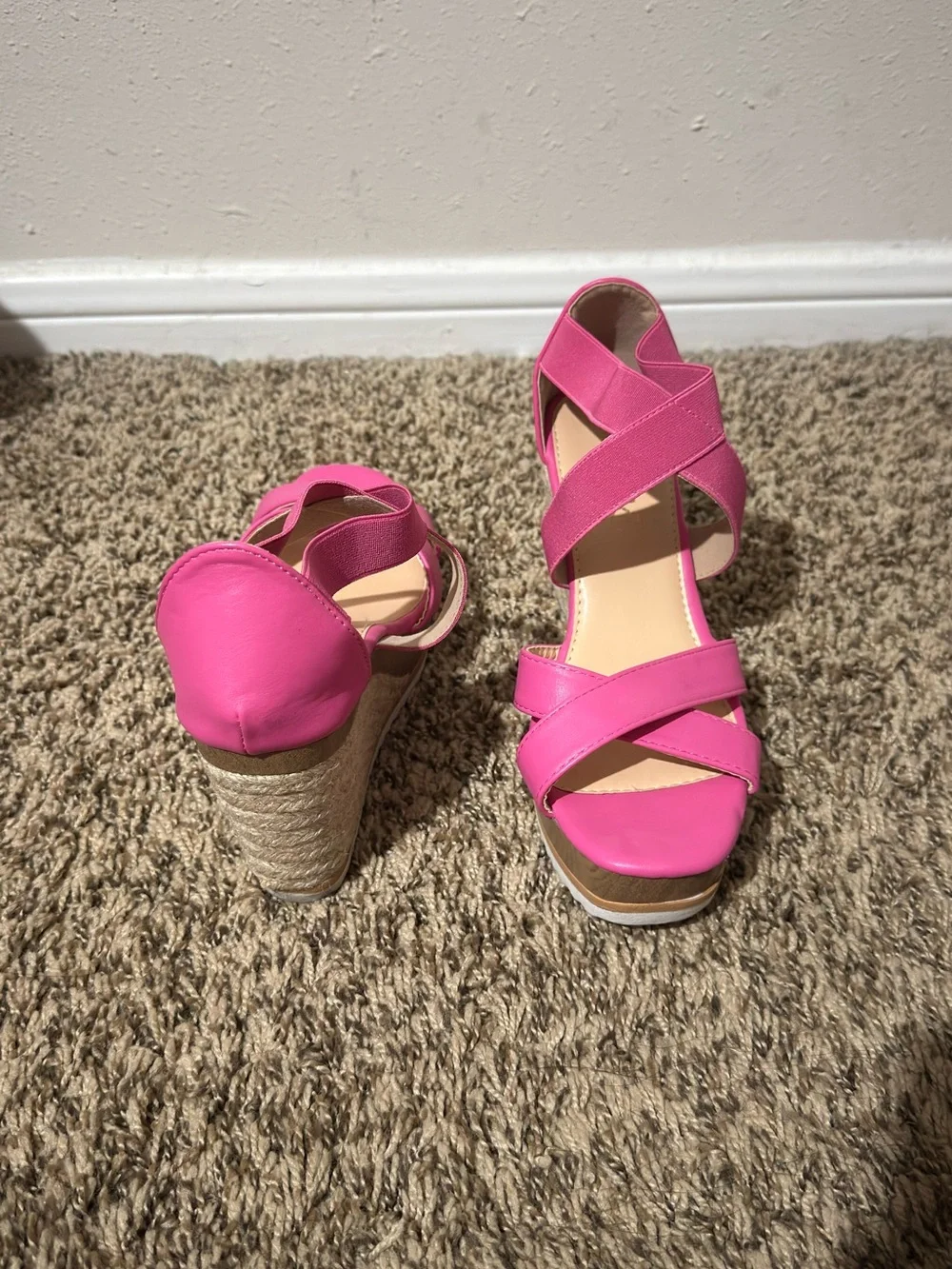 Mudd Hot Pink Crisscross Platform Wedge Sandals